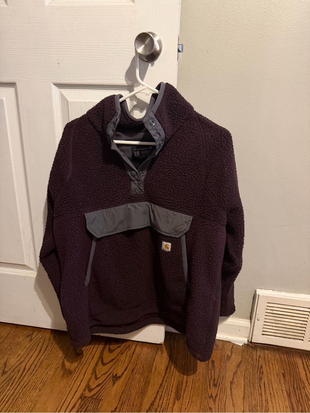Carhartt Deep Purple Sherpa Zip-Up Pullover with Gray Trim